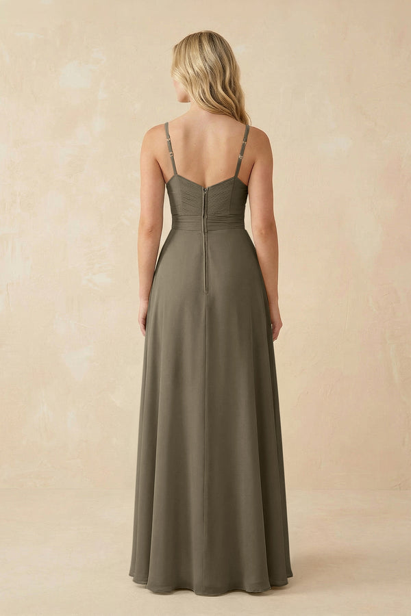 Sweetheart A - Line Pleated Chiffon Bridesmaid Dress in Willow Green - KissProm Bridesmaid Dresses