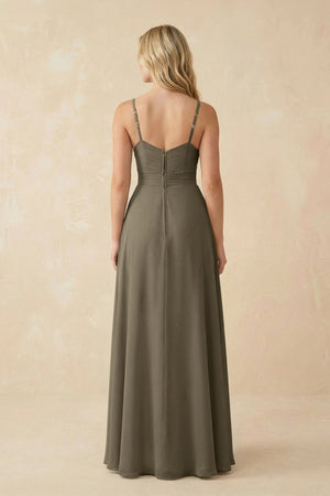Sweetheart A - Line Pleated Chiffon Bridesmaid Dress in Willow Green - KissProm Bridesmaid Dresses
