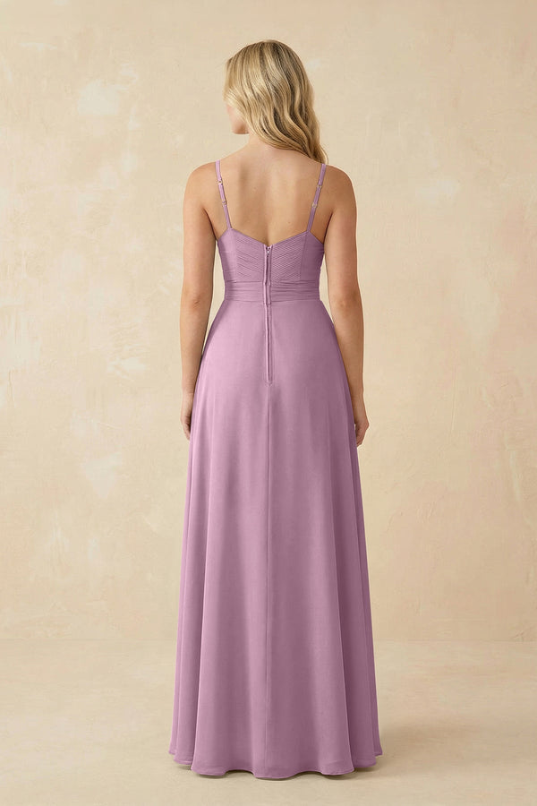Sweetheart A - Line Pleated Chiffon Bridesmaid Dress in Wisteria - KissProm Bridesmaid Dresses