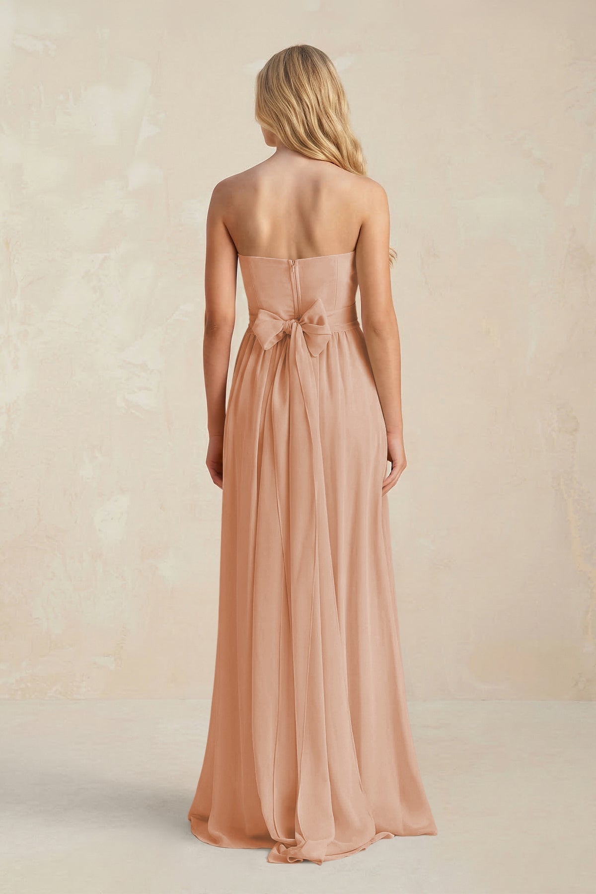 KissProm Sweetheart A-Line Pleated Chiffon Bridesmaid Dress With Slit in Champagne Rose, Champagne Rose / Custom Size( Free )