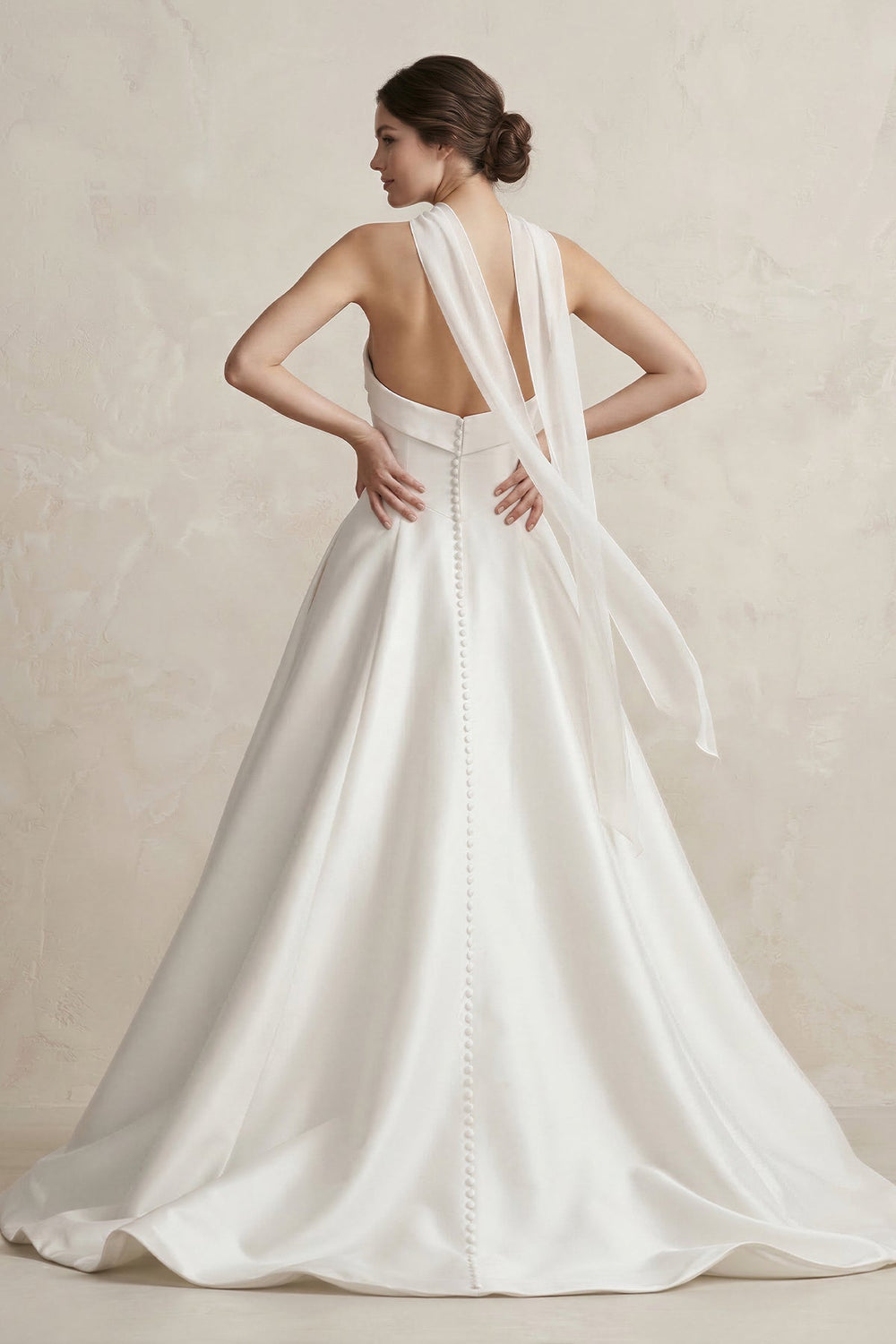 Sweetheart A - Line Satin Ball Gown Wedding Dress in White - KissProm Wedding Dresses