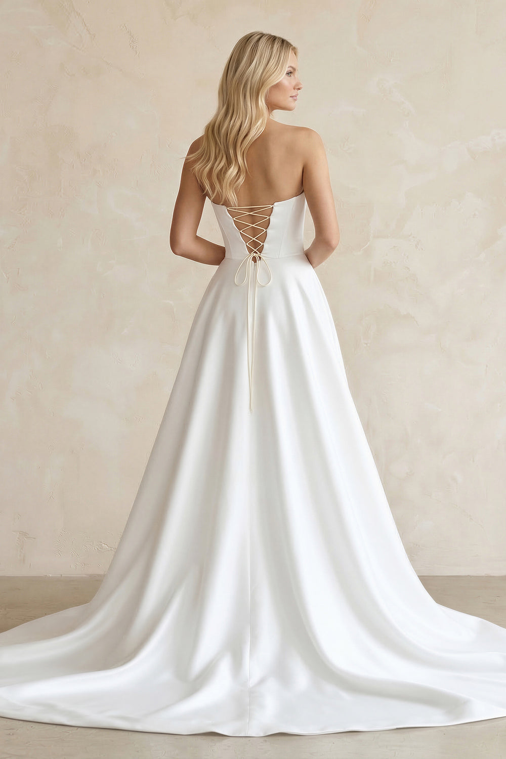 Ball Gown Strapless Satin Wedding Dresses with Slit – Wedding Dresses by KissProm | Available at KissProm