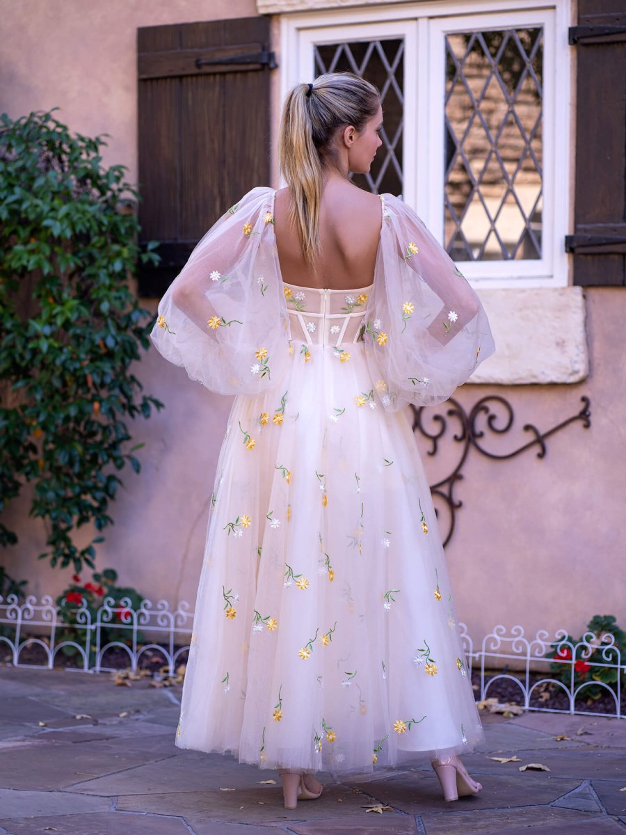 Sweetheart Neck Embroidered Lace Maxi Length Tulle Gown, Champagne / 12 Sweetheart Neck Embroidered Lace Maxi Length Tulle Gown, Champagne / 12
