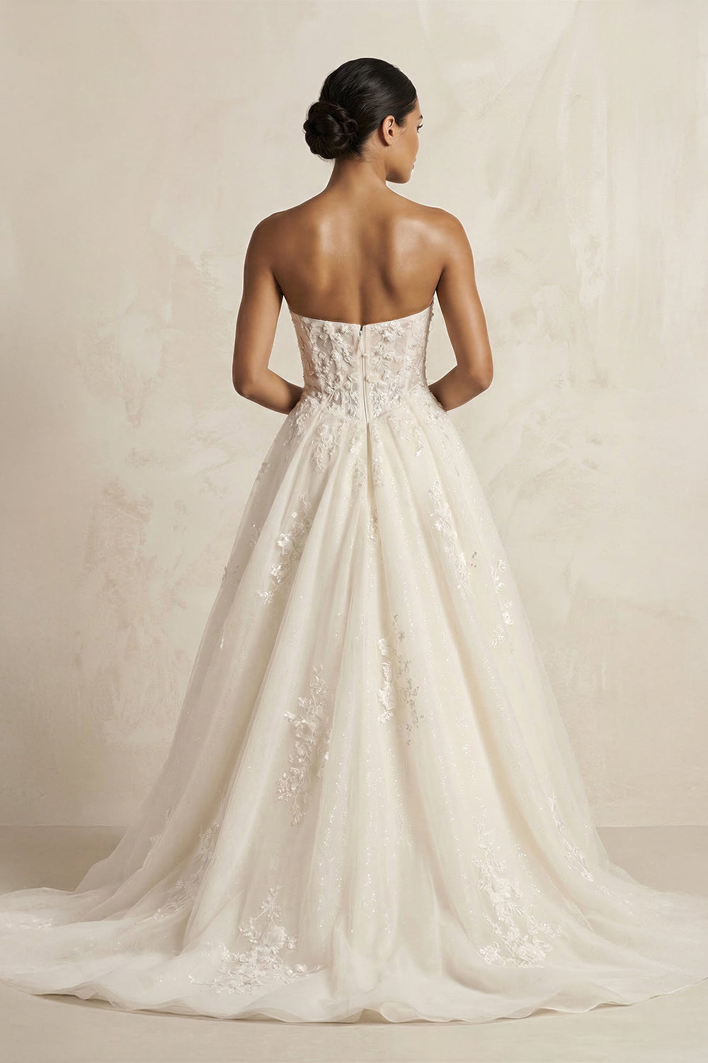 Sweetheart Appliqued Corset A - Line Wedding Gown in Ivory - KissProm Wedding Dresses