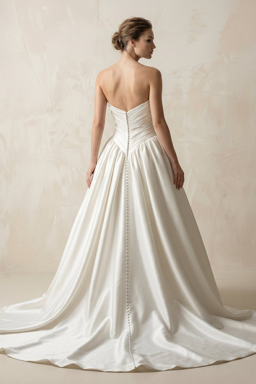 Sweetheart Ball - Gown Satin Ruched Wedding Dress in White - KissProm Wedding Dresses