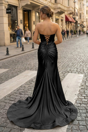 Sweetheart Satin Mermaid Long Prom Dress - KISSPROM PROM DRESSES