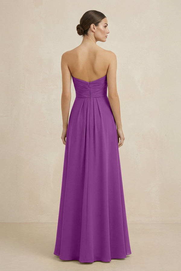 Sweetheart Chiffon A - Line Bridesmaid Dress with Slit in Amethyst - KissProm Bridesmaid Dresses