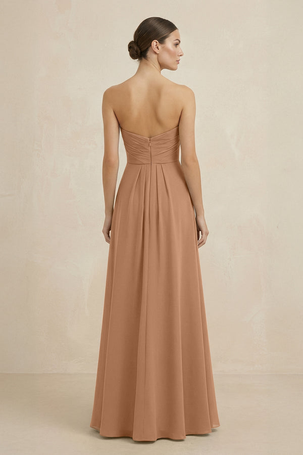 Sweetheart Chiffon A - Line Bridesmaid Dress with Slit in Bronzer - KissProm Bridesmaid Dresses