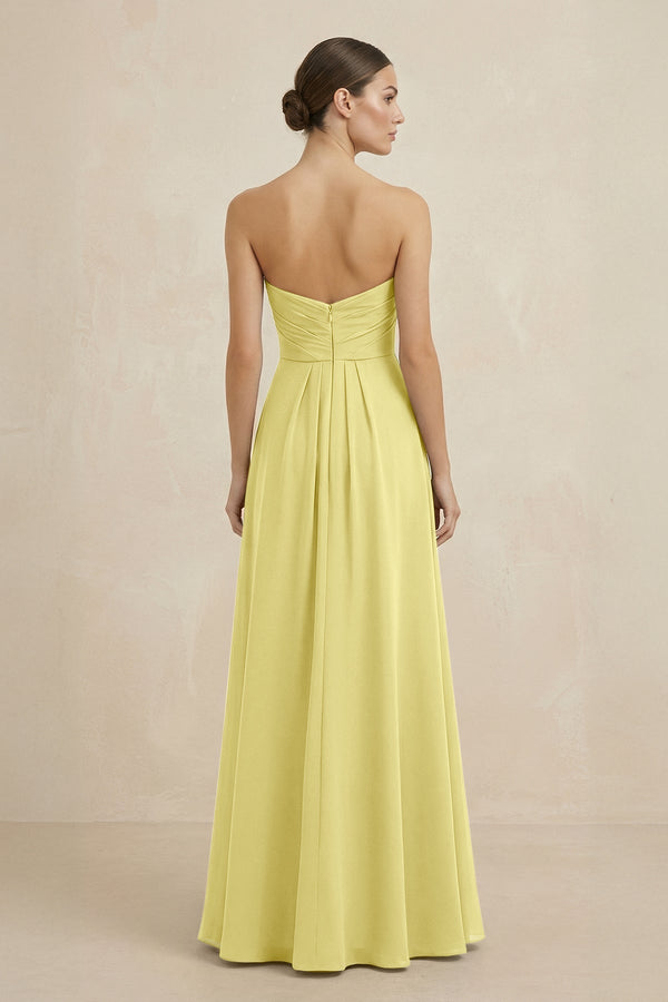 Sweetheart Chiffon A - Line Bridesmaid Dress with Slit in Buttercup - KissProm Bridesmaid Dresses