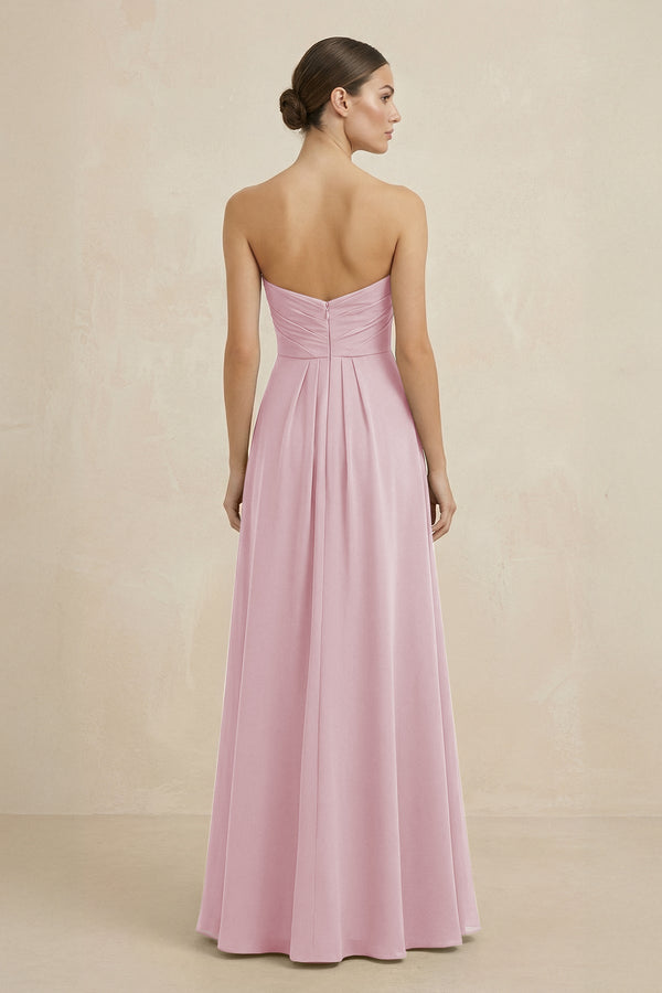 Sweetheart Chiffon A - Line Bridesmaid Dress with Slit in Candy Pink - KissProm Bridesmaid Dresses