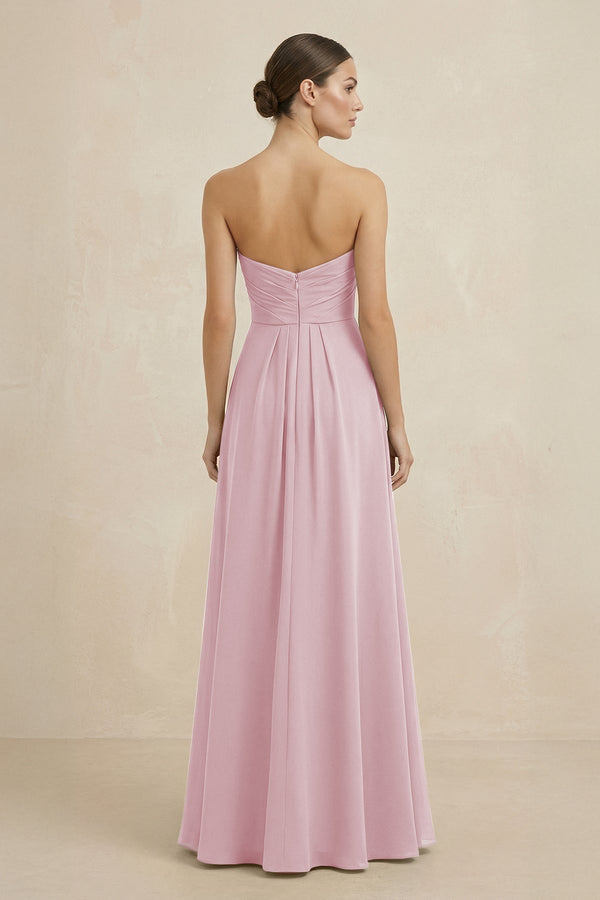 Sweetheart Chiffon A - Line Bridesmaid Dress with Slit in Candy Pink - KissProm Bridesmaid Dresses
