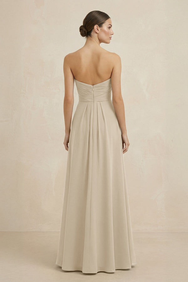 Sweetheart Chiffon A - Line Bridesmaid Dress with Slit in Champagne - KissProm Bridesmaid Dresses