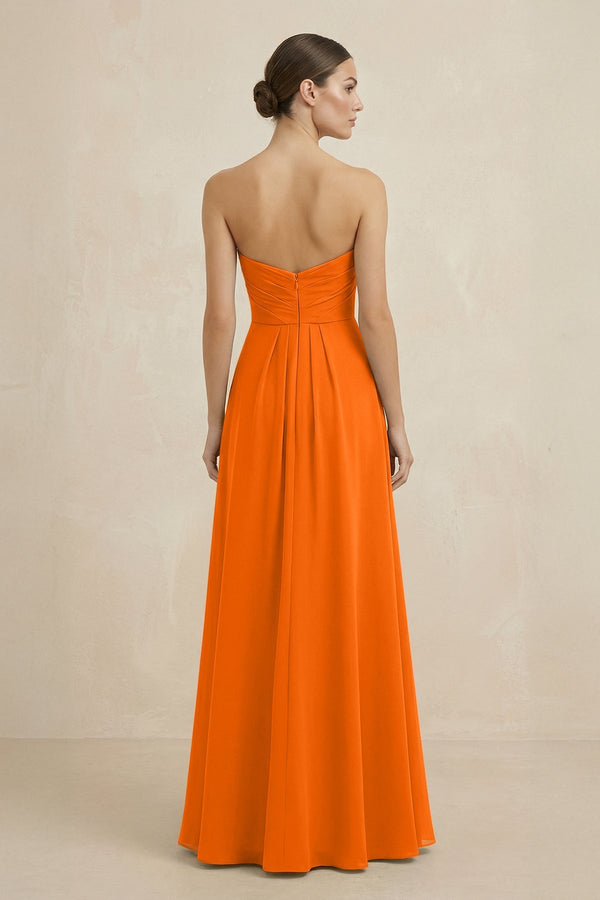 Sweetheart Chiffon A - Line Bridesmaid Dress with Slit in Cinnamon - KissProm Bridesmaid Dresses