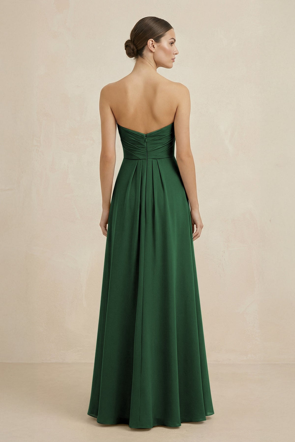 Sweetheart Chiffon A - Line Bridesmaid Dress with Slit in Dark Green - KissProm Bridesmaid Dresses