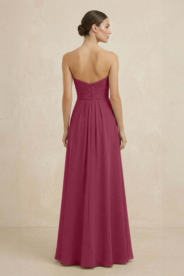 Sweetheart Chiffon A - Line Bridesmaid Dress with Slit in Desert Rose - KissProm Bridesmaid Dresses