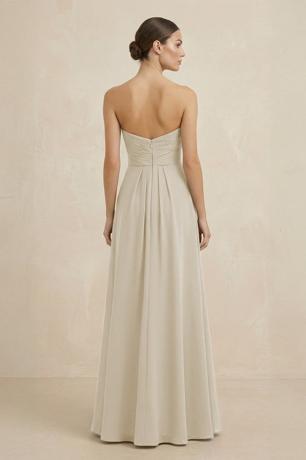 Sweetheart Chiffon A - Line Bridesmaid Dress with Slit in Dove Gray - KissProm Bridesmaid Dresses