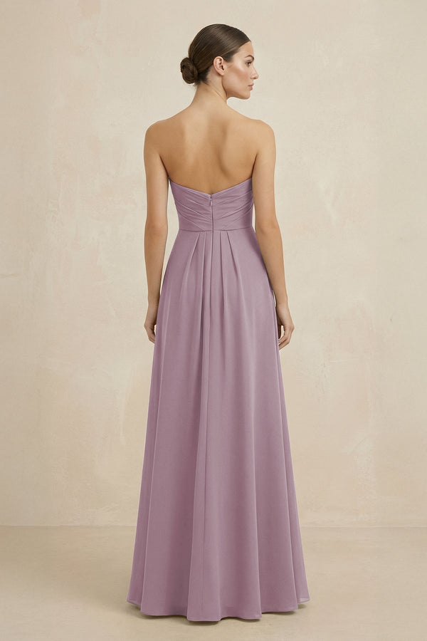 Sweetheart Chiffon A - Line Bridesmaid Dress with Slit in Dusk - KissProm Bridesmaid Dresses