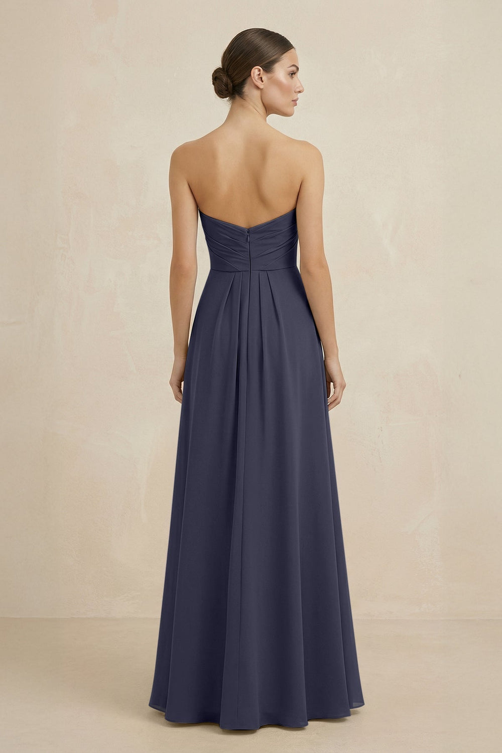 Sweetheart Chiffon A - Line Bridesmaid Dress with Slit in Dusk Blue - KissProm Bridesmaid Dresses