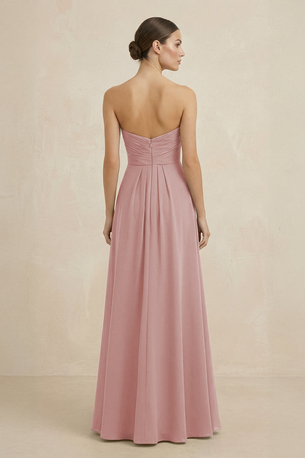 Sweetheart Chiffon A - Line Bridesmaid Dress with Slit in Dusty Rose - KissProm Bridesmaid Dresses