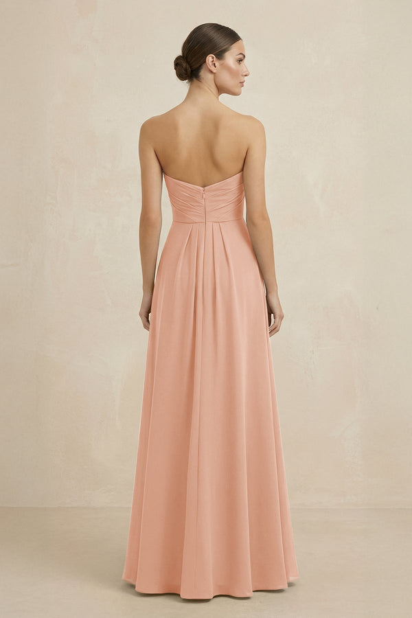 Sweetheart Chiffon A - Line Bridesmaid Dress with Slit in English Rose - KissProm Bridesmaid Dresses