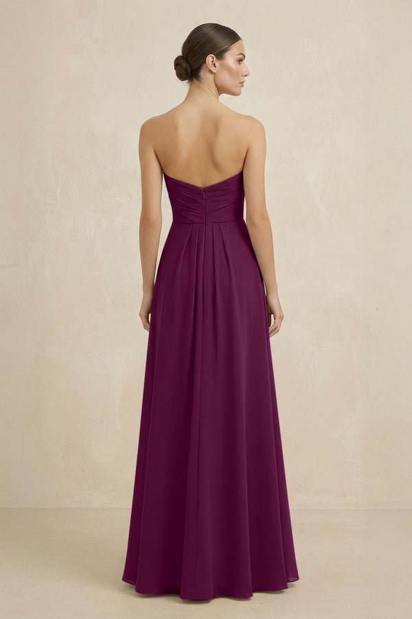 Sweetheart Chiffon A - Line Bridesmaid Dress with Slit in Fig - KissProm Bridesmaid Dresses