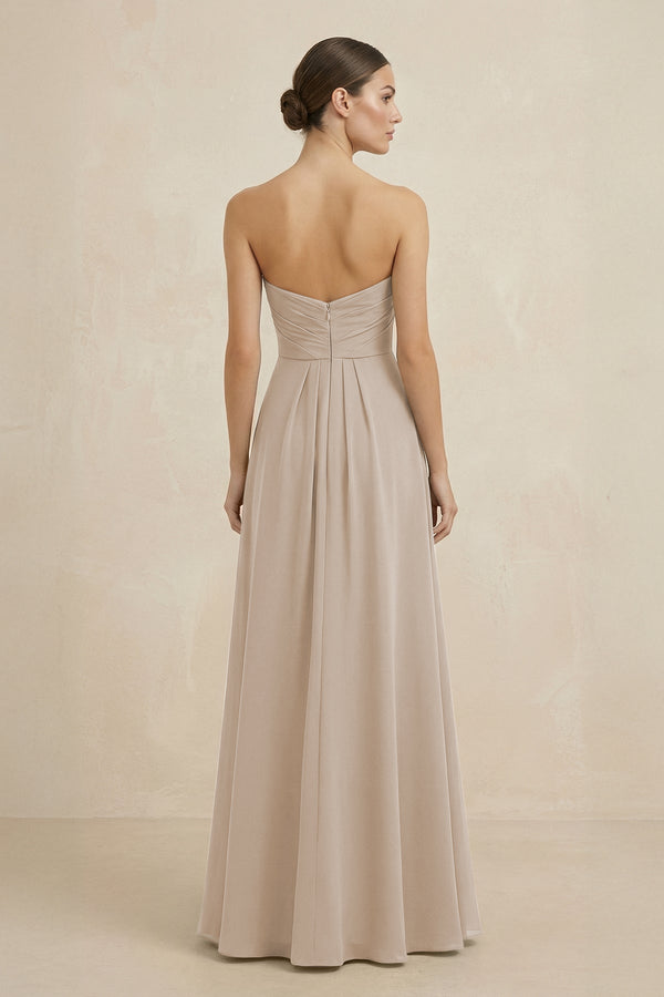 Sweetheart Chiffon A - Line Bridesmaid Dress with Slit in Frost - KissProm Bridesmaid Dresses