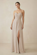 Sweetheart Chiffon A - Line Bridesmaid Dress with Slit in Frost - KissProm Bridesmaid Dresses