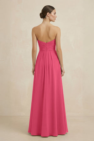 Sweetheart Chiffon A - Line Bridesmaid Dress with Slit in Fuchsia - KissProm Bridesmaid Dresses