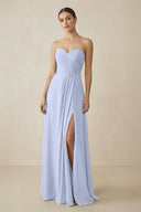 Sweetheart Chiffon A - Line Bridesmaid Dress with Slit in Ice - KissProm Bridesmaid Dresses