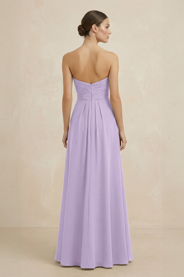Sweetheart Chiffon A - Line Bridesmaid Dress with Slit in Lavender - KissProm Bridesmaid Dresses
