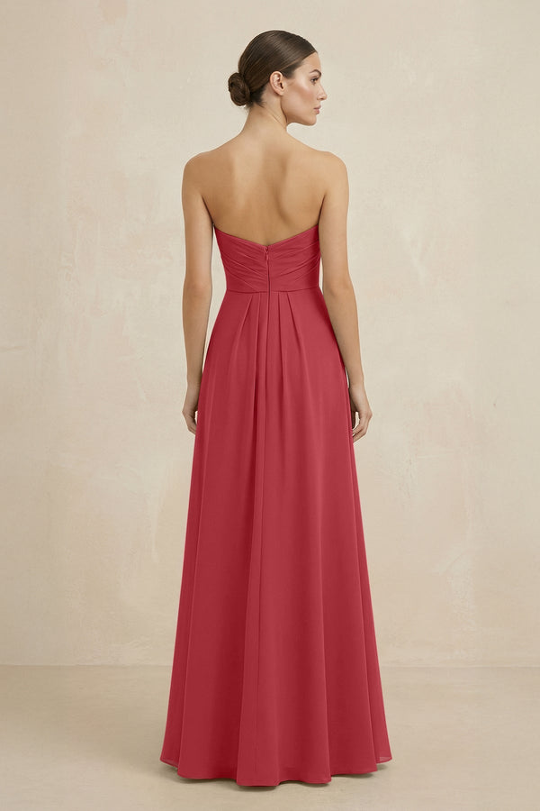Sweetheart Chiffon A - Line Bridesmaid Dress with Slit in Merlot - KissProm Bridesmaid Dresses