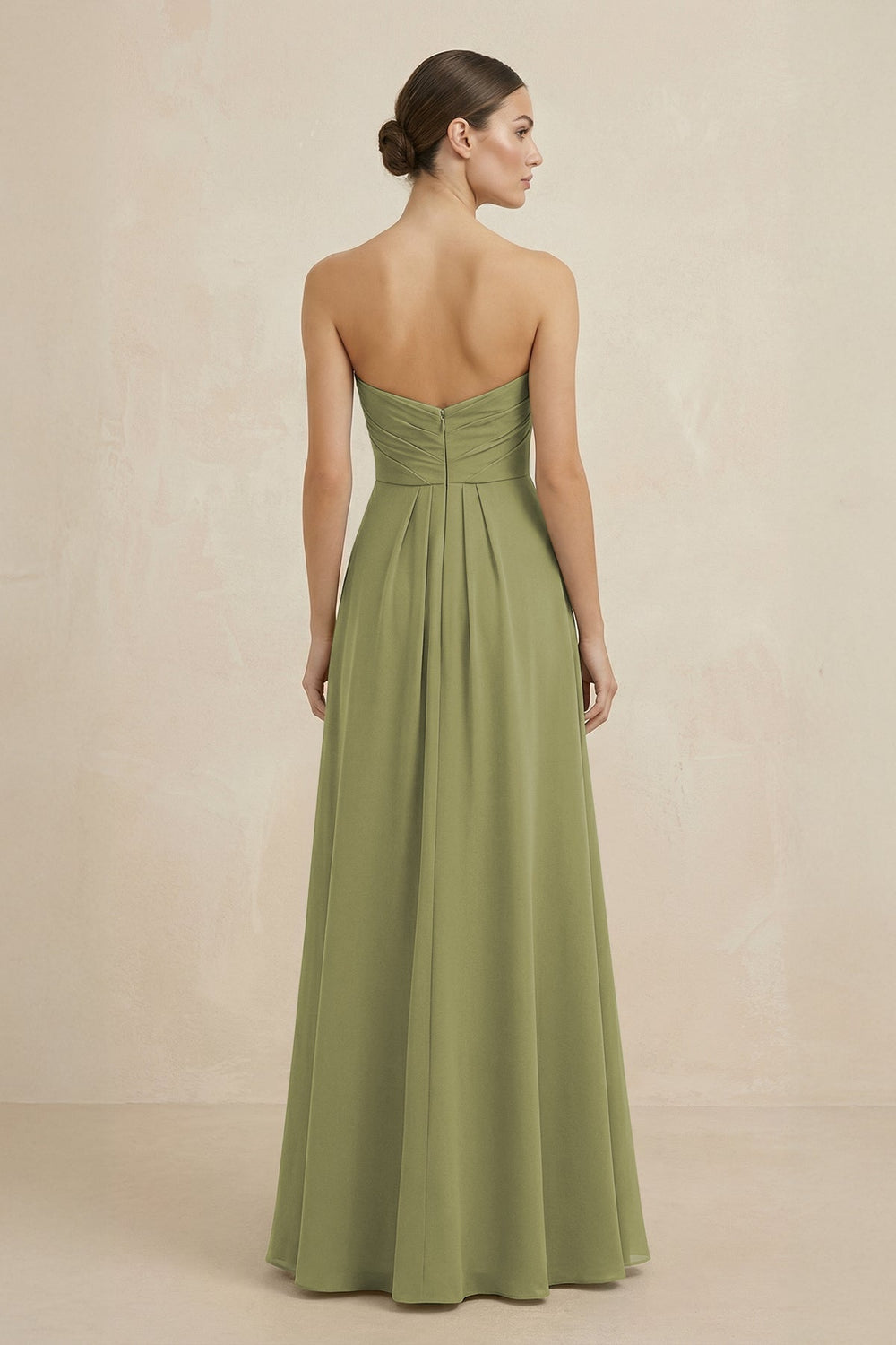 Sweetheart Chiffon A - Line Bridesmaid Dress with Slit in Moss Green - KissProm Bridesmaid Dresses