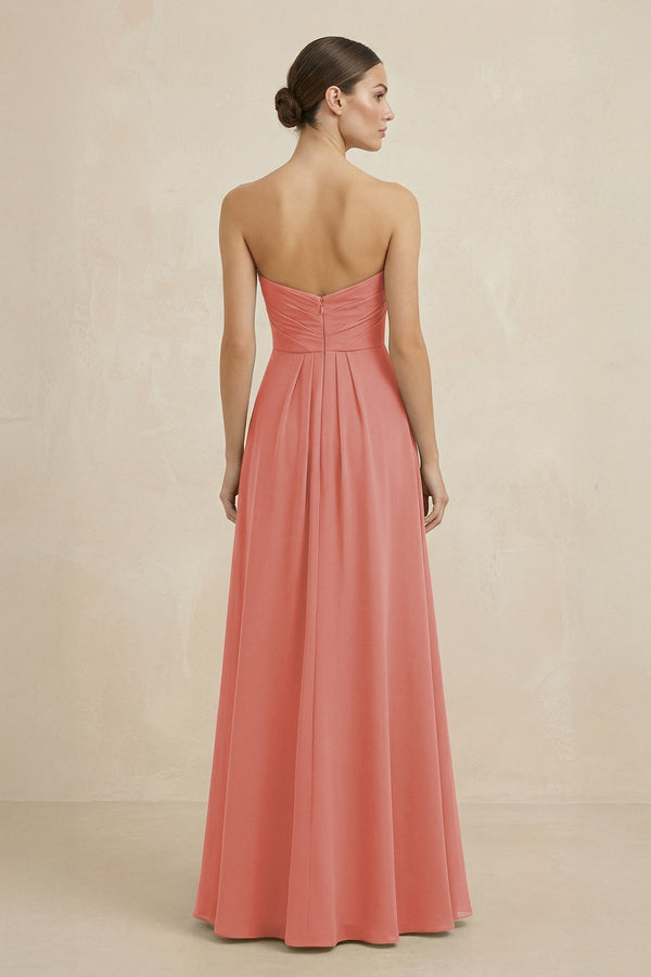 Sweetheart Chiffon A - Line Bridesmaid Dress with Slit in Mulberry - KissProm Bridesmaid Dresses
