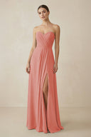 Sweetheart Chiffon A - Line Bridesmaid Dress with Slit in Mulberry - KissProm Bridesmaid Dresses