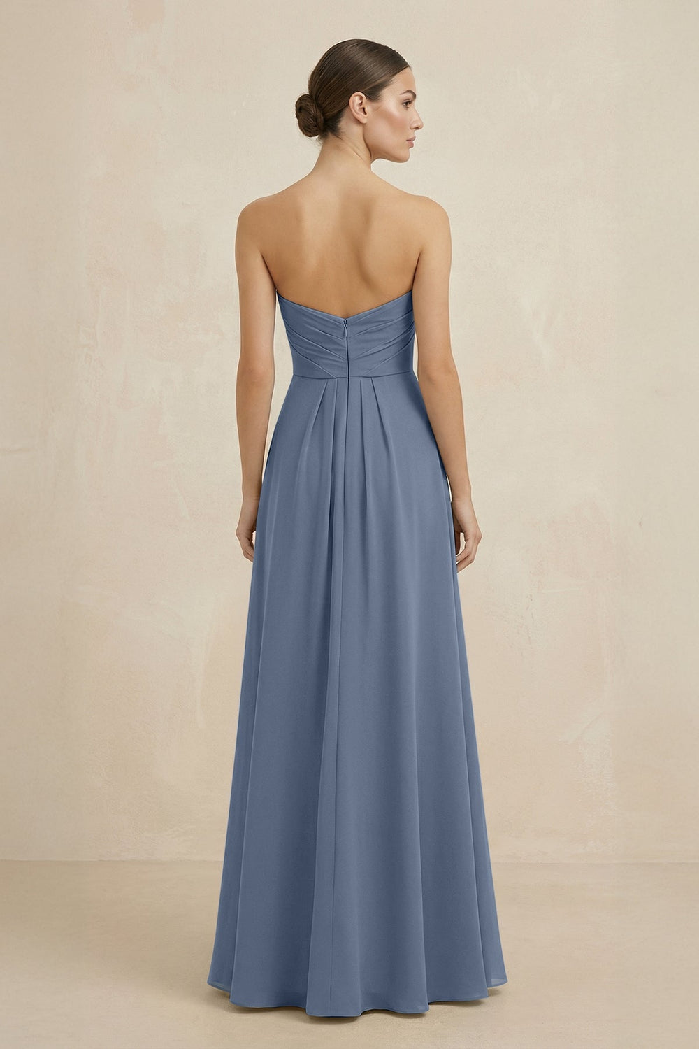 Sweetheart Chiffon A - Line Bridesmaid Dress with Slit in Neptune - KissProm Bridesmaid Dresses