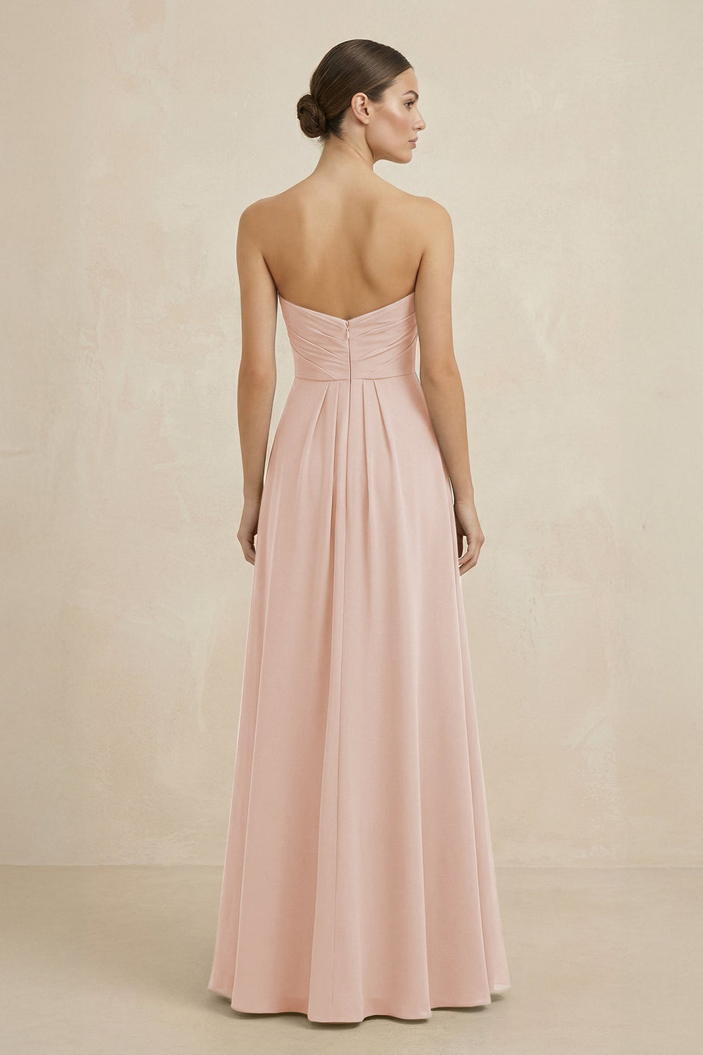 Sweetheart Chiffon A - Line Bridesmaid Dress with Slit in Pale Blush - KissProm Bridesmaid Dresses