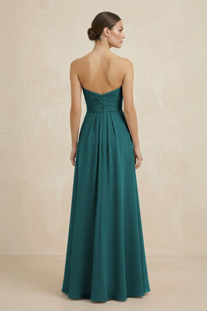 Sweetheart Chiffon A - Line Bridesmaid Dress with Slit in Pine - KissProm Bridesmaid Dresses