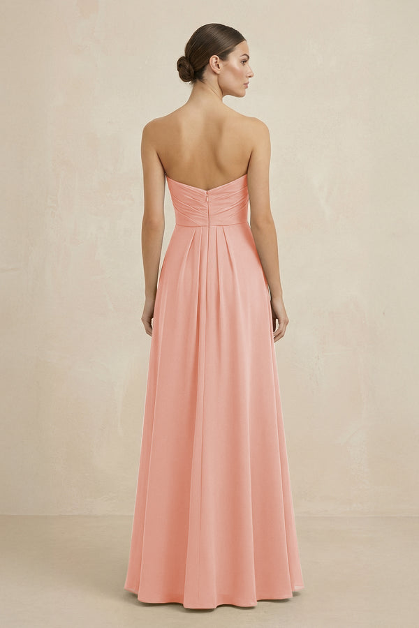 Sweetheart Chiffon A - Line Bridesmaid Dress with Slit in Rose Petal - KissProm Bridesmaid Dresses