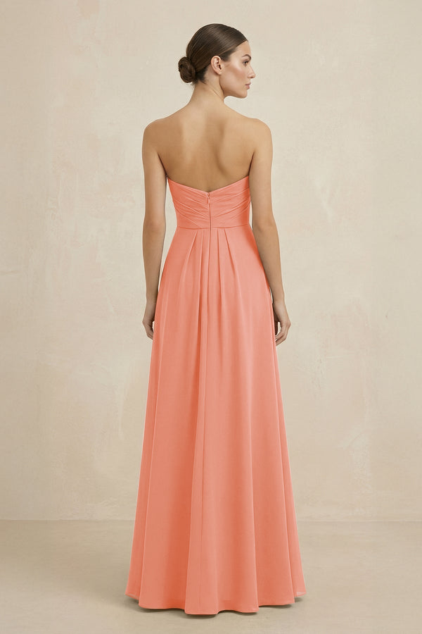 Sweetheart Chiffon A - Line Bridesmaid Dress with Slit in Rosette - KissProm Bridesmaid Dresses