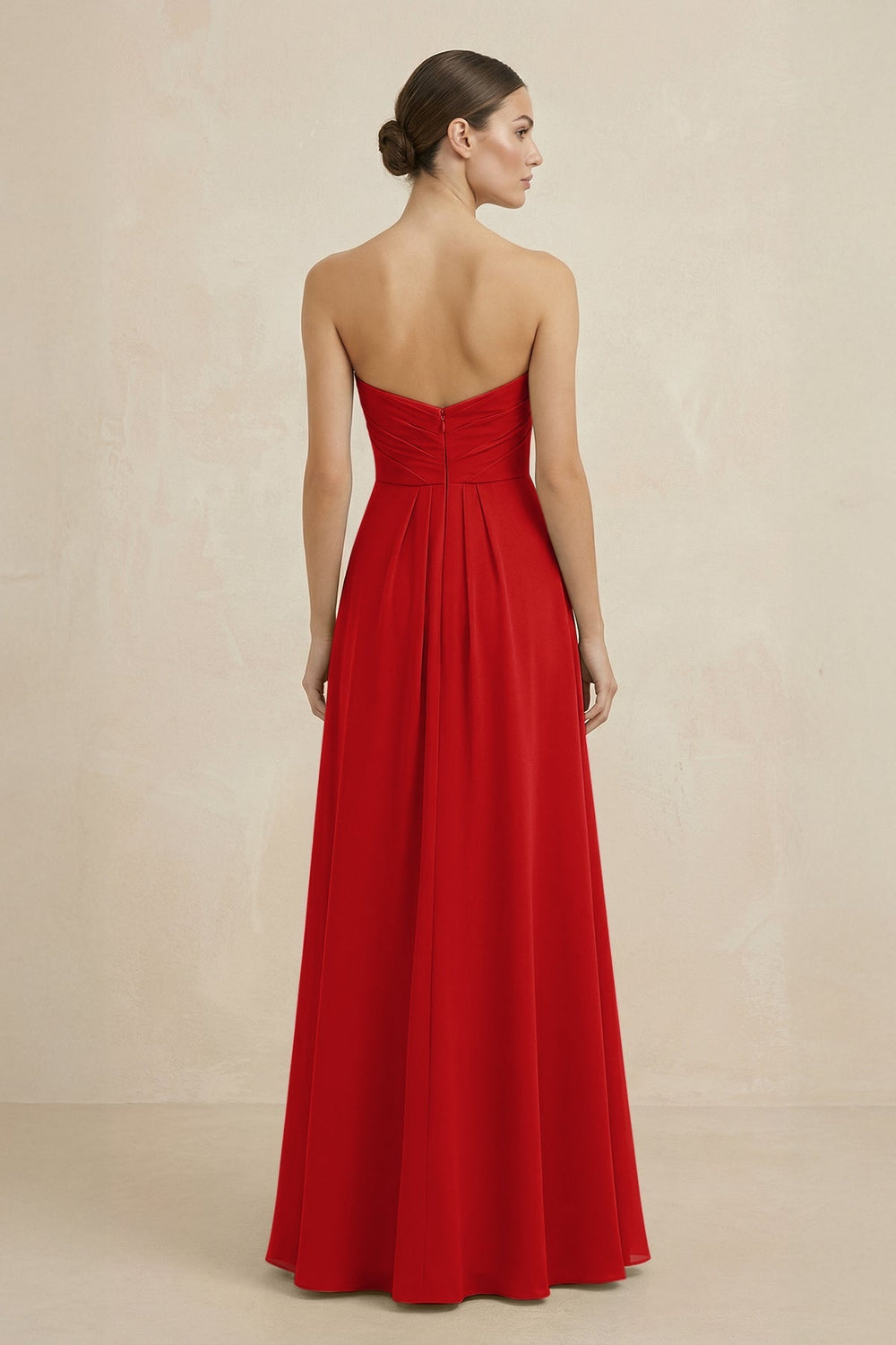Sweetheart Chiffon A - Line Bridesmaid Dress with Slit in Ruby Red - KissProm Bridesmaid Dresses