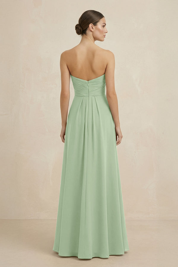 Sweetheart Chiffon A - Line Bridesmaid Dress with Slit in Sage - KissProm Bridesmaid Dresses