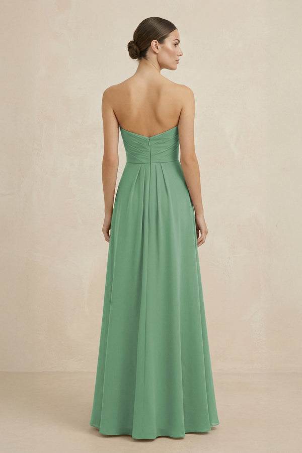 Sweetheart Chiffon A - Line Bridesmaid Dress with Slit in Sea Glass - KissProm Bridesmaid Dresses