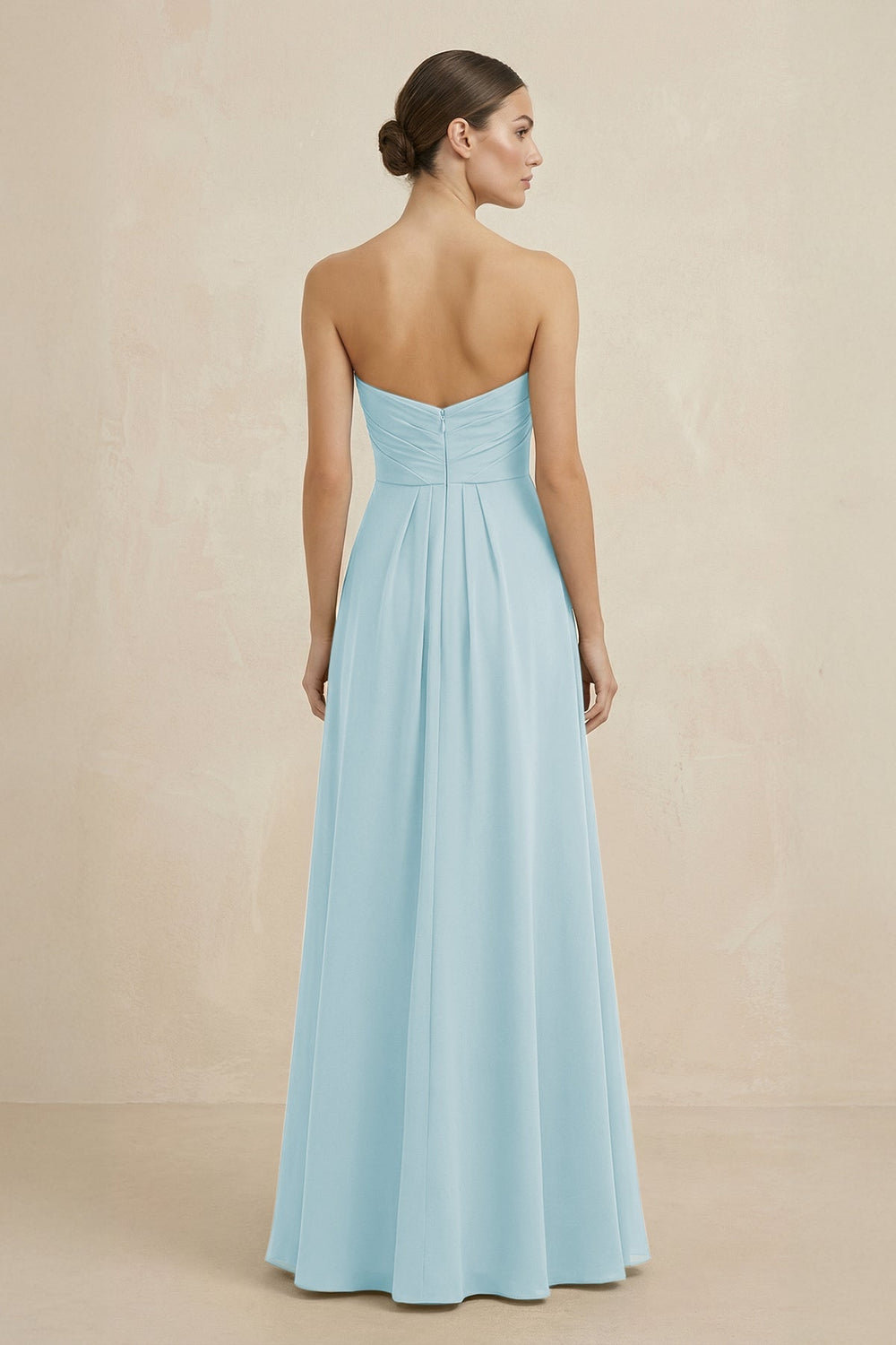 Sweetheart Chiffon A - Line Bridesmaid Dress with Slit in Sky Blue - KissProm Bridesmaid Dresses