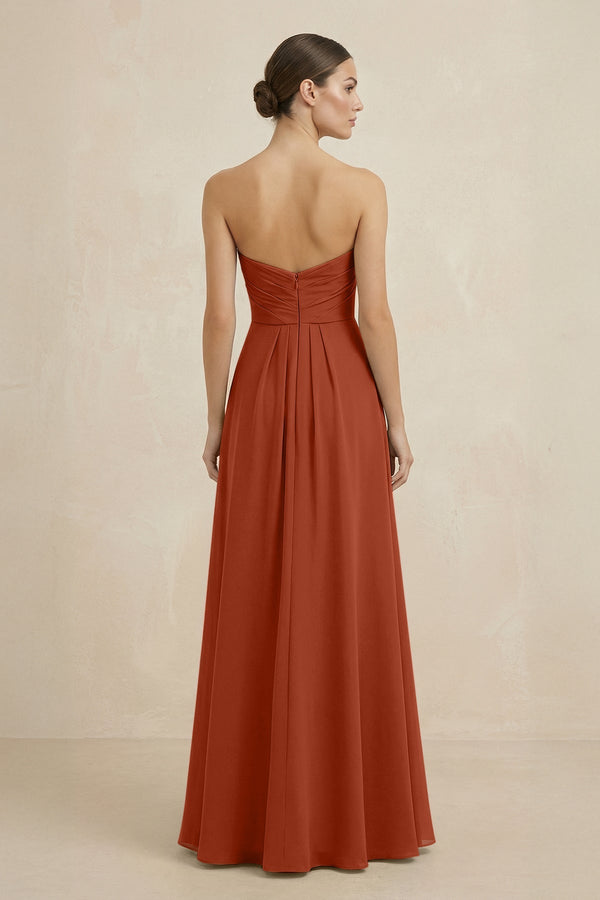 Sweetheart Chiffon A - Line Bridesmaid Dress with Slit in Spice - KissProm Bridesmaid Dresses
