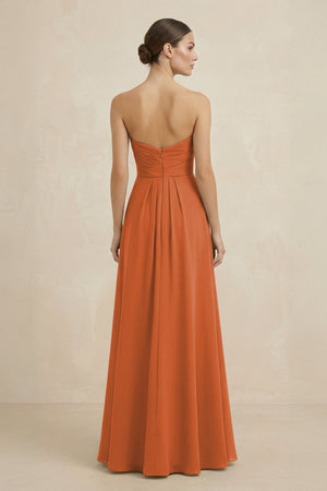 Sweetheart Chiffon A - Line Bridesmaid Dress with Slit in Terracotta - KissProm Bridesmaid Dresses