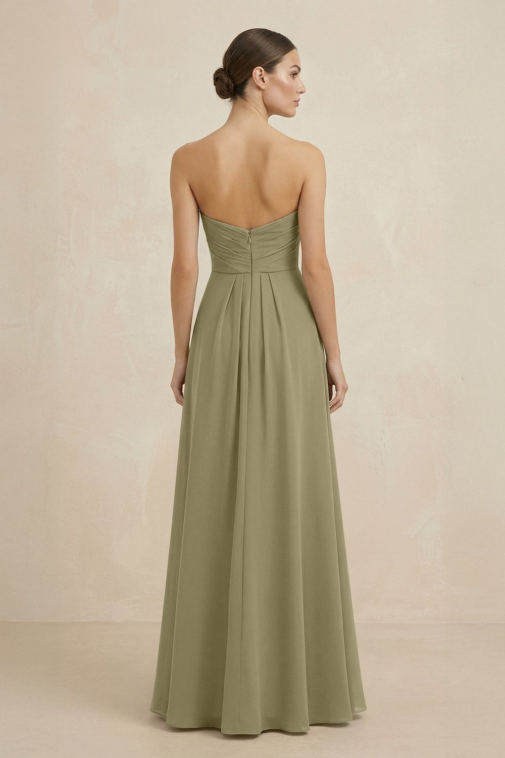 Sweetheart Chiffon A - Line Bridesmaid Dress with Slit in Thyme - KissProm Bridesmaid Dresses
