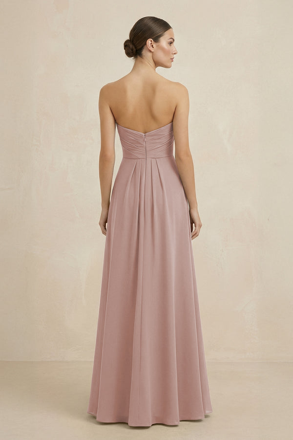 Sweetheart Chiffon A - Line Bridesmaid Dress with Slit in Toffee - KissProm Bridesmaid Dresses