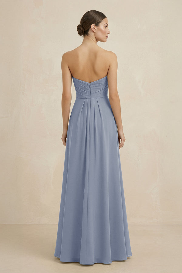 Sweetheart Chiffon A - Line Bridesmaid Dress with Slit in Twilight - KissProm Bridesmaid Dresses