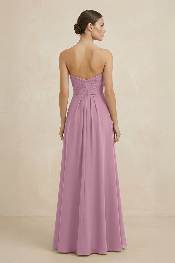 Sweetheart Chiffon A - Line Bridesmaid Dress with Slit in Vintage Mauve - KissProm Bridesmaid Dresses