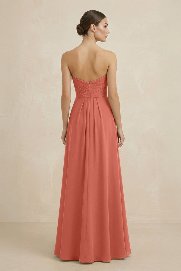 Sweetheart Chiffon A - Line Bridesmaid Dress with Slit in Wild Rose - KissProm Bridesmaid Dresses